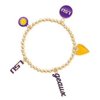 CANVAS Style LSU Tigers 18k Gold-Plated Ball Beads Stretch Charm Bracelet