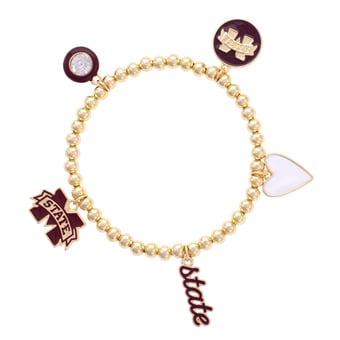 CANVAS Style Mississippi State Bulldogs 18k Gold-Plated Ball Beads Stretch Charm Bracelet