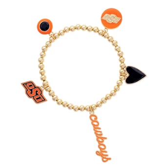 CANVAS Style Oklahoma State Cowboys 18k Gold-Plated Ball Beads Stretch Charm Bracelet