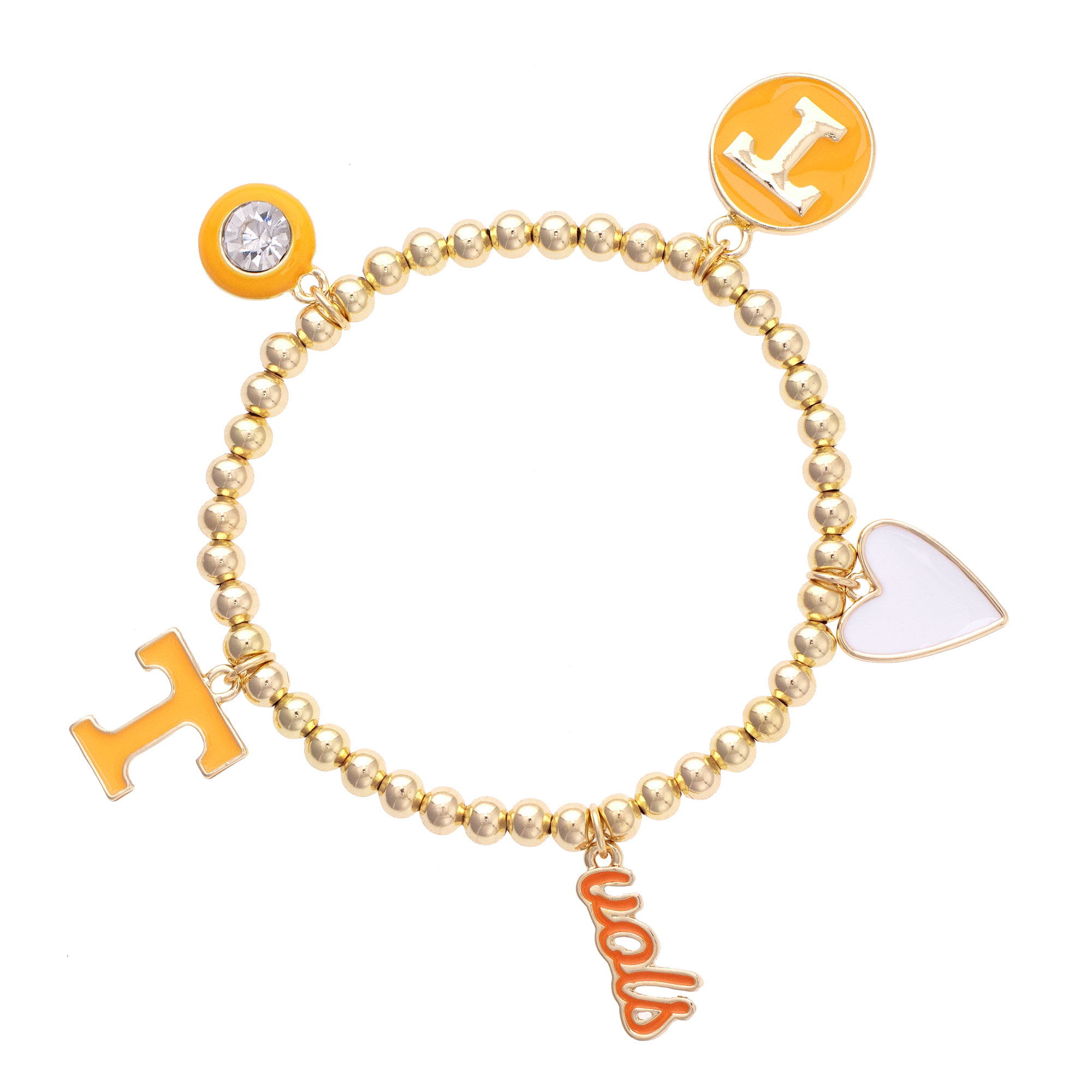 CANVAS Style Tennessee Volunteers 18k Gold-Plated Ball Beads Stretch Charm Bracelet