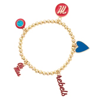 CANVAS Style Ole Miss Rebels 18k Gold-Plated Ball Beads Stretch Charm Bracelet