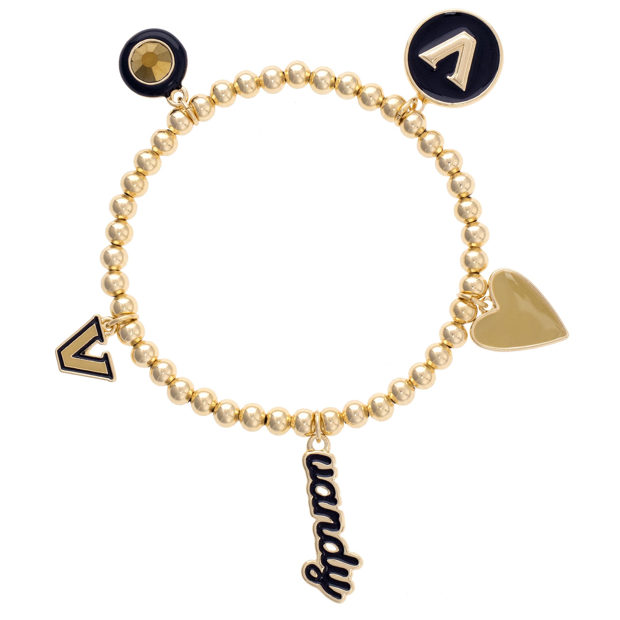 CANVAS Style Vanderbilt Commodores 18k Gold-Plated Ball Beads Stretch Charm Bracelet