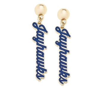 CANVAS Style Kansas Jayhawks 18k Gold-Plated Script Drop Earring