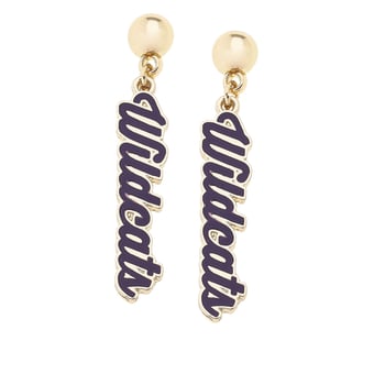 CANVAS Style Kansas State Wildcats 18k Gold-Plated Script Drop Earring