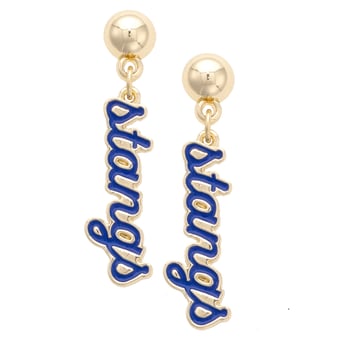 CANVAS Style SMU Mustangs 18k Gold-Plated Script Drop Earring
