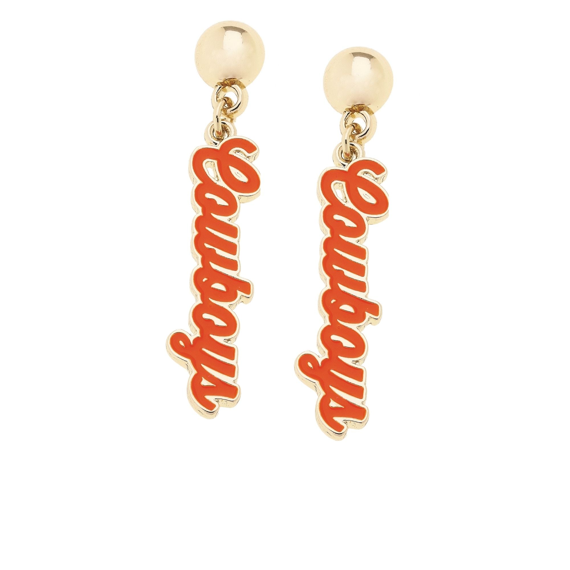 CANVAS Style Oklahoma State Cowboys 18k Gold-Plated Script Drop Earring