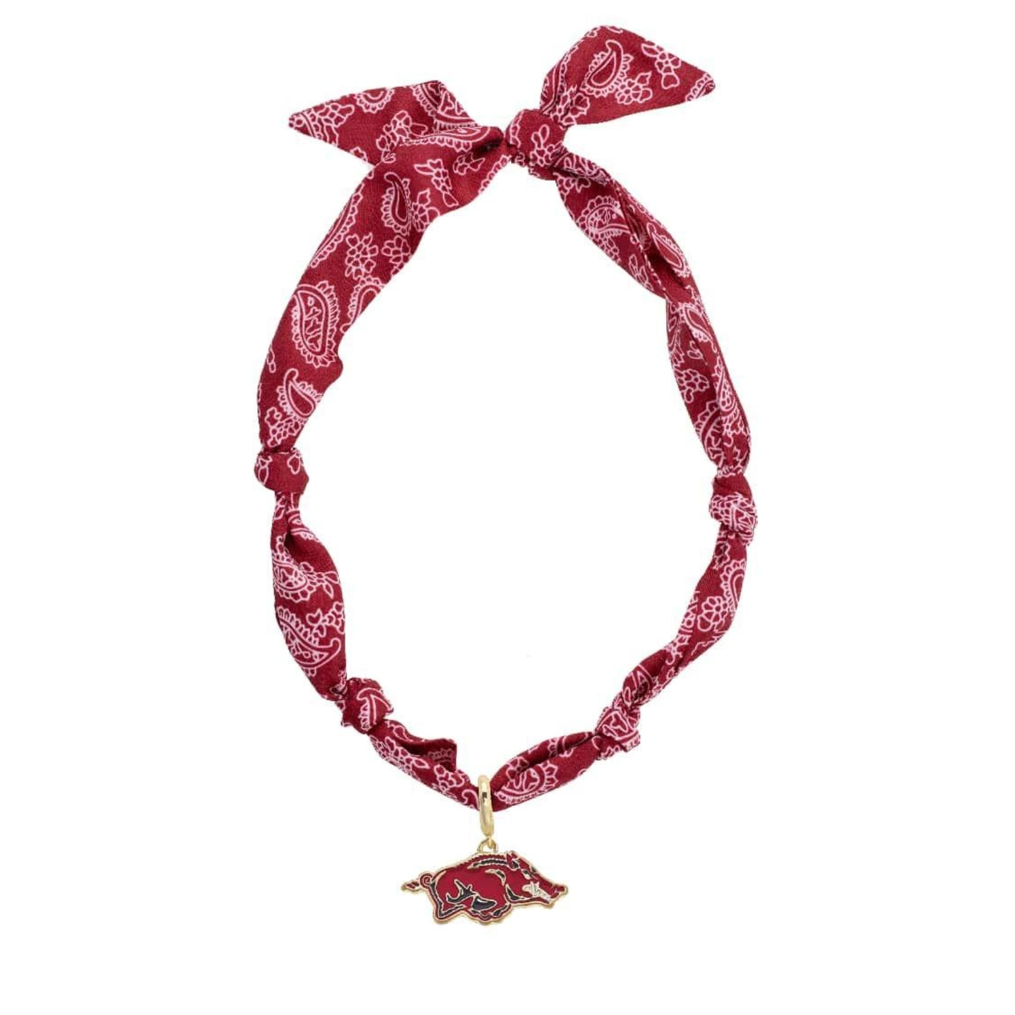 CANVAS Style Arkansas Razorbacks Bandana Scarf Necklace with 18k Gold-Plated Pendant