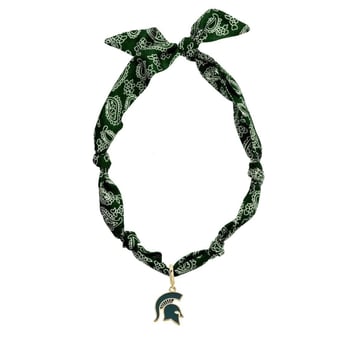 CANVAS Style Michigan State Spartans Bandana Scarf Necklace with 18k Gold-Plated Pendant