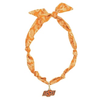 CANVAS Style Oklahoma State Cowboys Bandana Scarf Necklace with 18k Gold-Plated Pendant