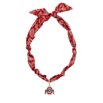 CANVAS Style Ohio State Buckeyes Bandana Scarf Necklace with 18k Gold-Plated Pendant