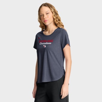 Women's Nike Heather Navy Cleveland Guardians Arched Tri-Blend T-Shirt