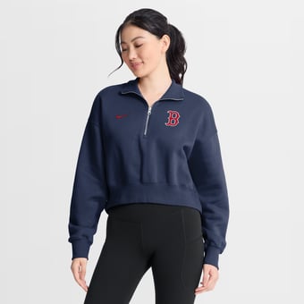 Women's Nike Navy Boston Red Sox Primetime Phoenix Fleece Half-Zip Sweatshirt