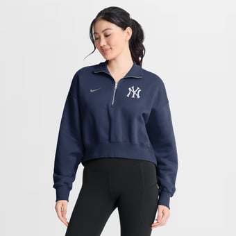Women's Nike Navy New York Yankees Primetime Phoenix Fleece Half-Zip Sweatshirt