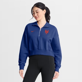 Women's Nike Royal New York Mets Primetime Phoenix Fleece Half-Zip Sweatshirt