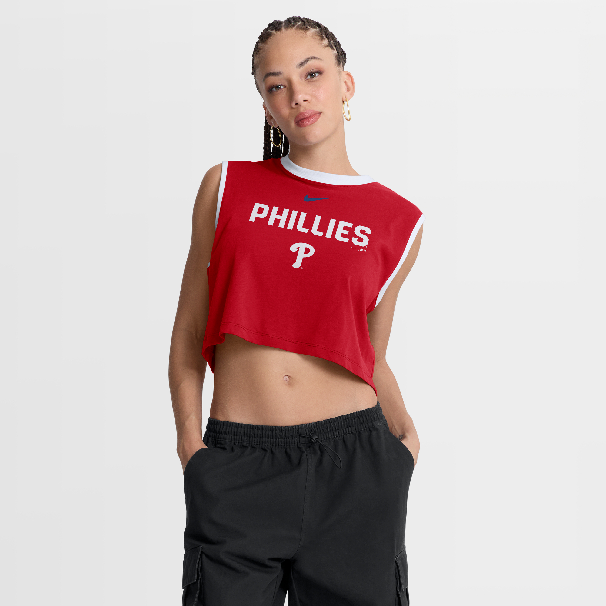 Women’s Nike Red Philadelphia Phillies Primetime Loose Dri-FIT Cropped Tank Top Women’s Nike Red Philadelphia Phillies Primetime Loose Dri-FIT Cropped Tank Top