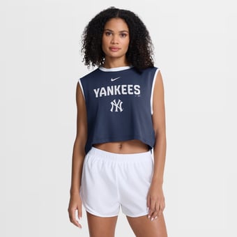 Women's Nike Navy New York Yankees Primetime Loose Dri-FIT Cropped Tank Top