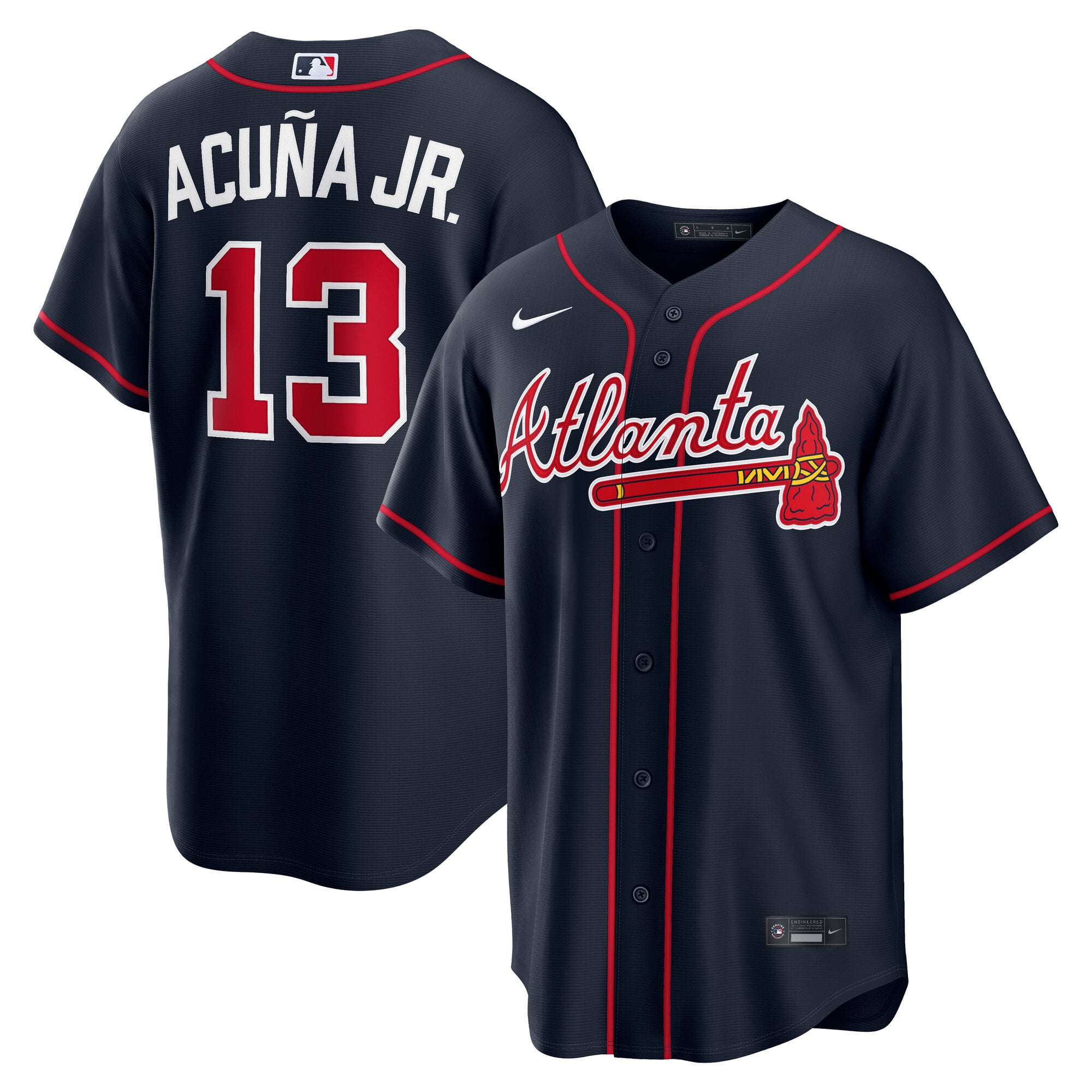 Men's Nike Ronald Acuña Jr. Navy Atlanta Braves Alternate Replica Jersey