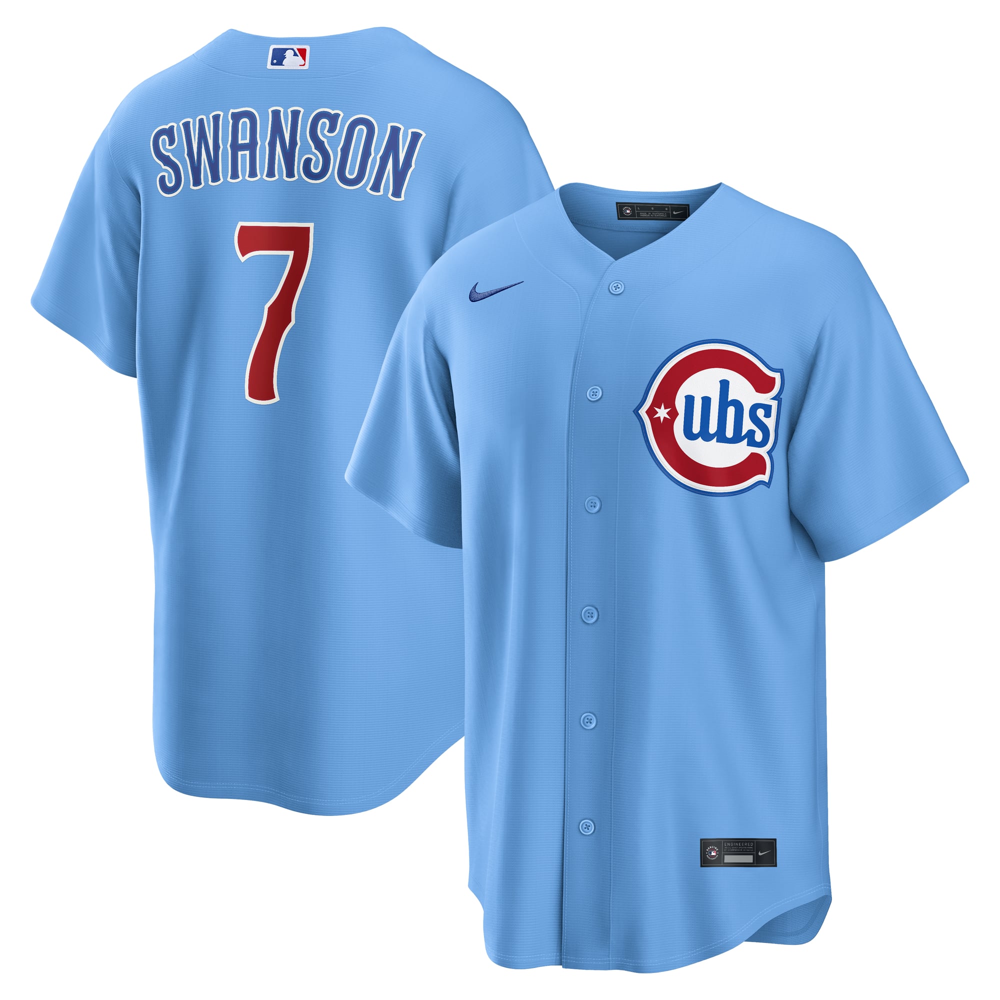 Men's Nike Dansby Swanson Light Blue Chicago Cubs Alternate Replica Jersey