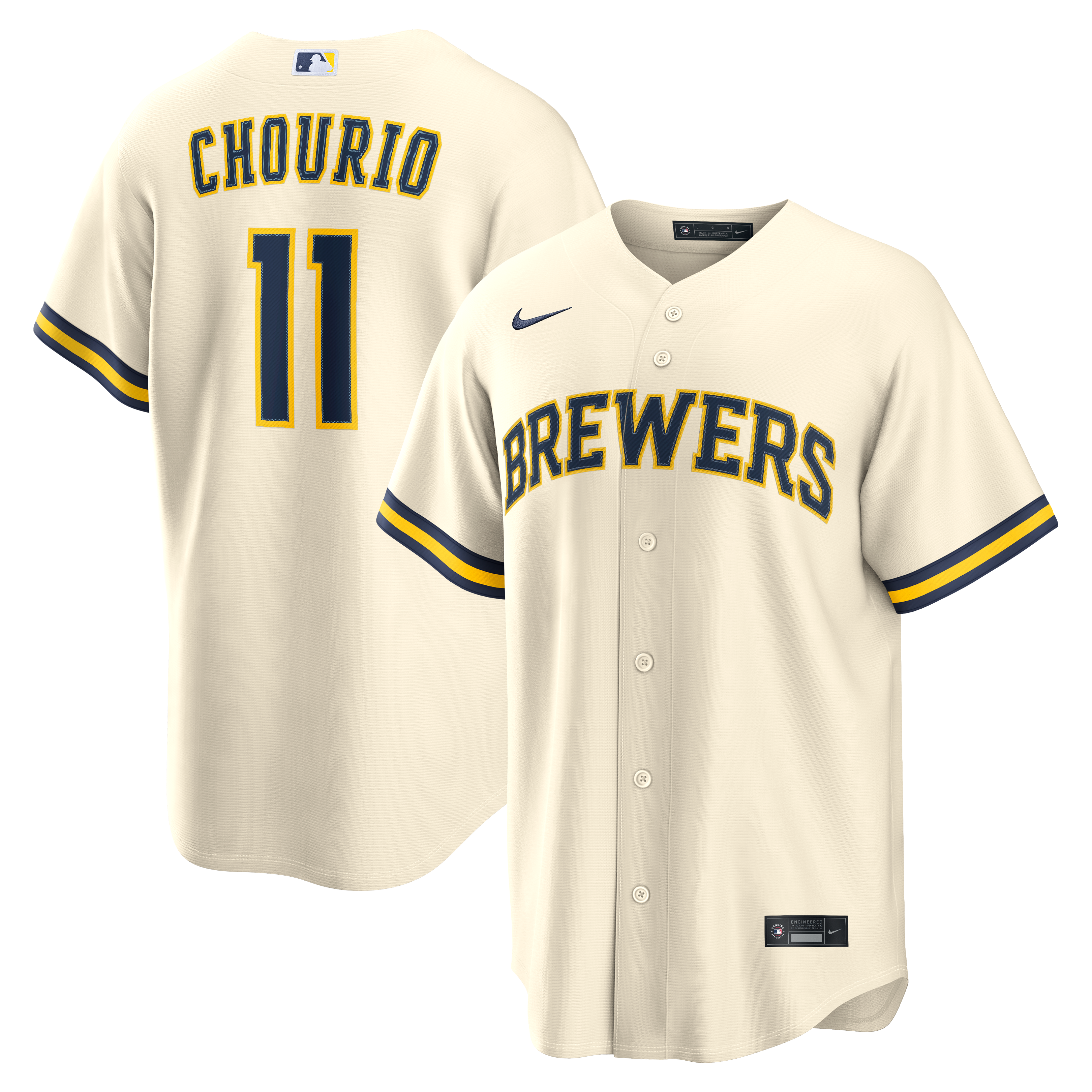 Men's Nike Jackson Chourio Cream Milwaukee Brewers Home Replica Jersey