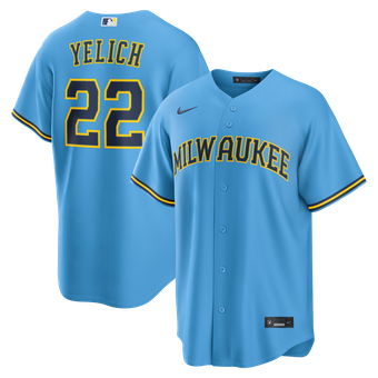 Men's Nike Christian Yelich Light Blue Milwaukee Brewers Road Replica Jersey