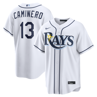 Men's Nike Junior Caminero White Tampa Bay Rays Home Replica Jersey