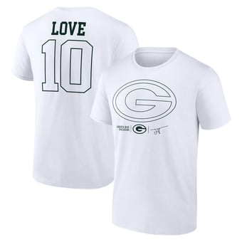 Men's Jordan Love White Green Bay Packers Tonal Name & Number T-Shirt