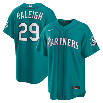 Men's Nike Cal Raleigh Teal Seattle Mariners Alternate 50th Season Patch Stadium Jersey