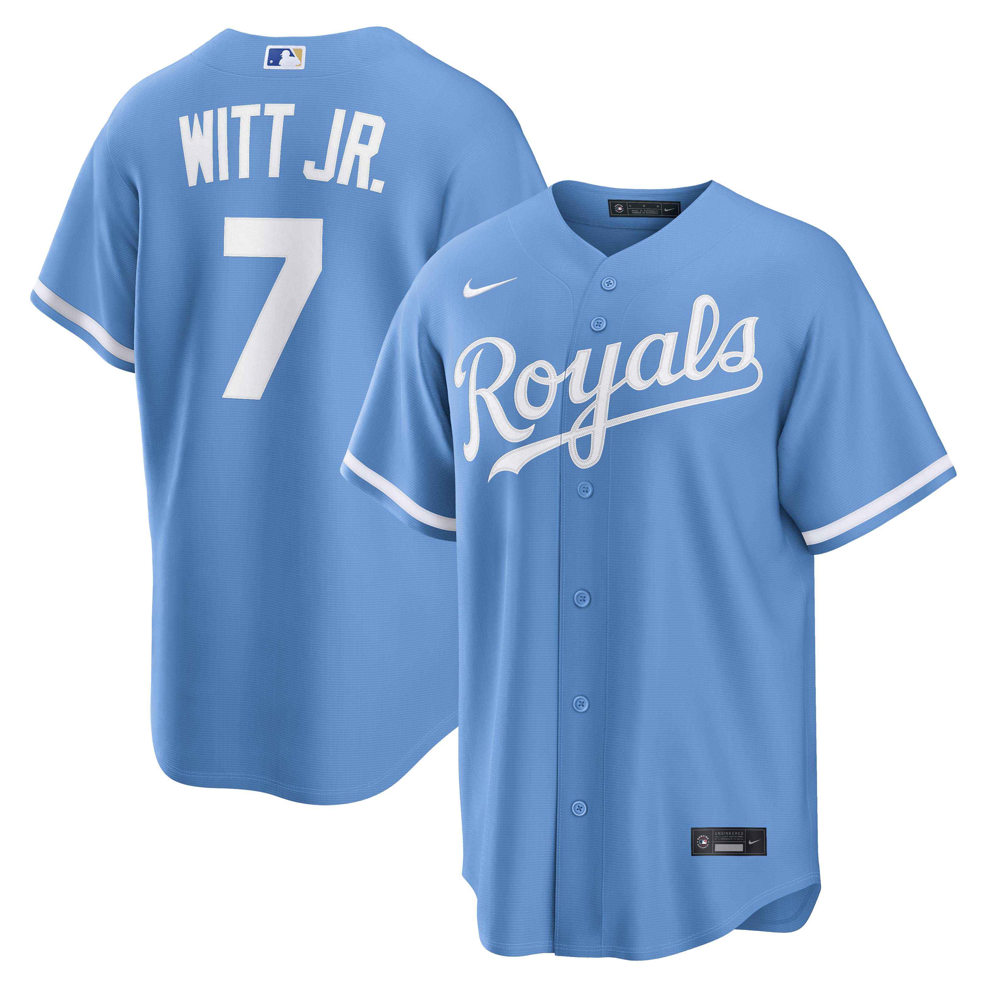 Men's Nike Bobby Witt Jr. Light Blue Kansas City Royals Alternate Replica Jersey