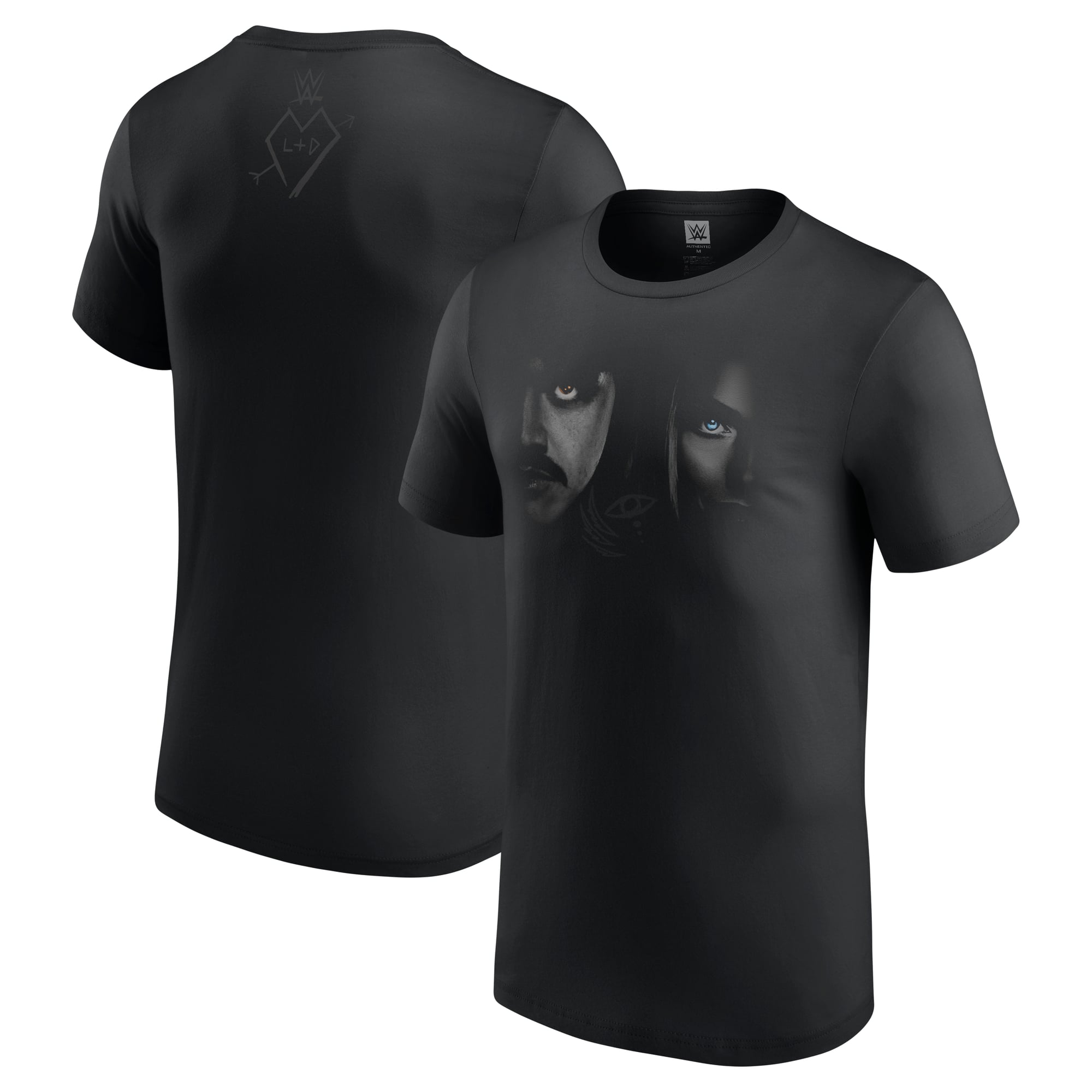 Men's Black Dominik Mysterio & Liv Morgan Half Face T-Shirt