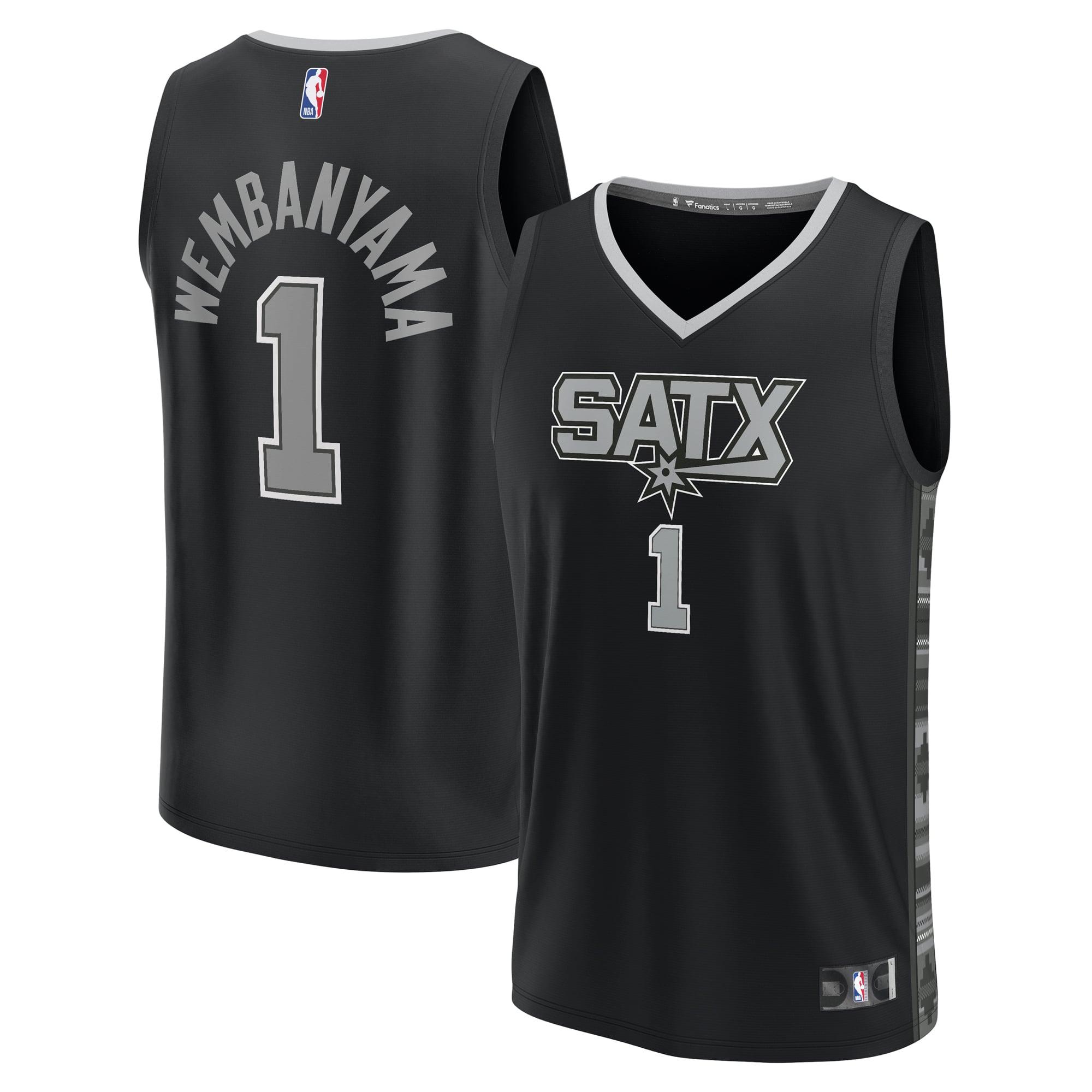 Men's Fanatics Victor Wembanyama Black San Antonio Spurs Fast Break Replica Player Jersey - Statement Edition