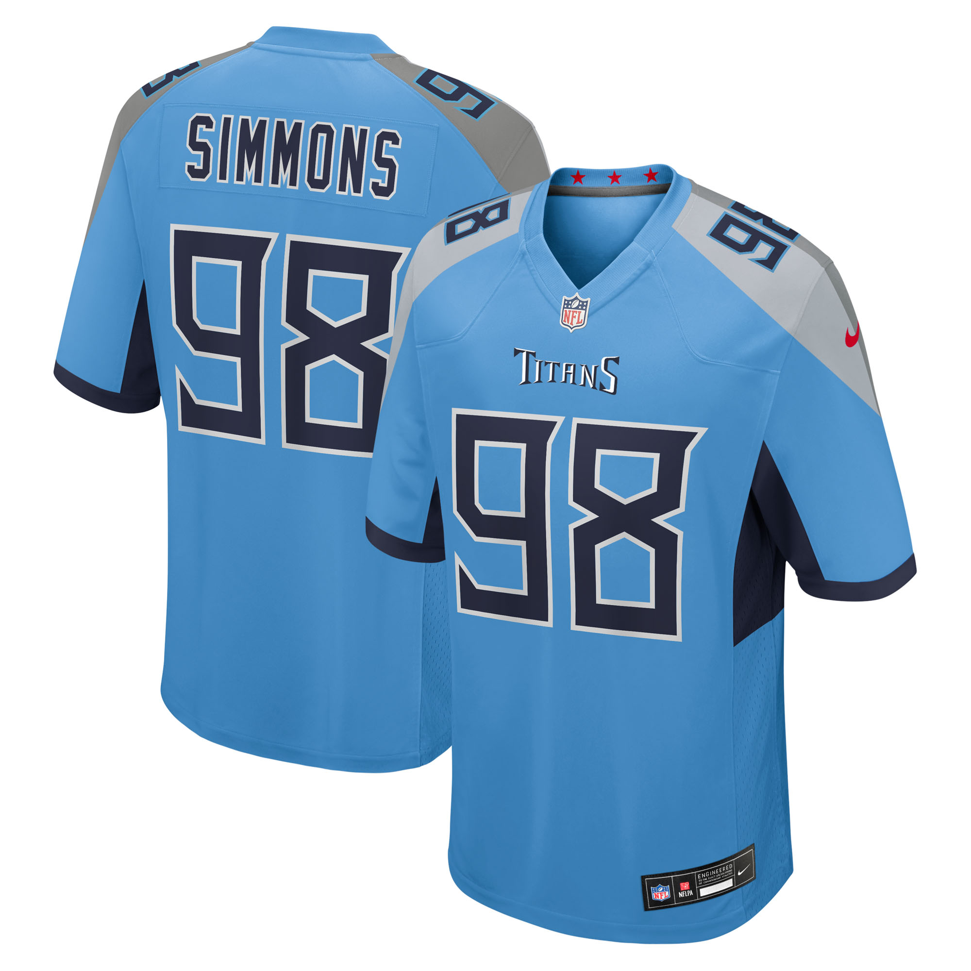 Men's Nike Jeffery Simmons  Light Blue Tennessee Titans Team Game Jersey