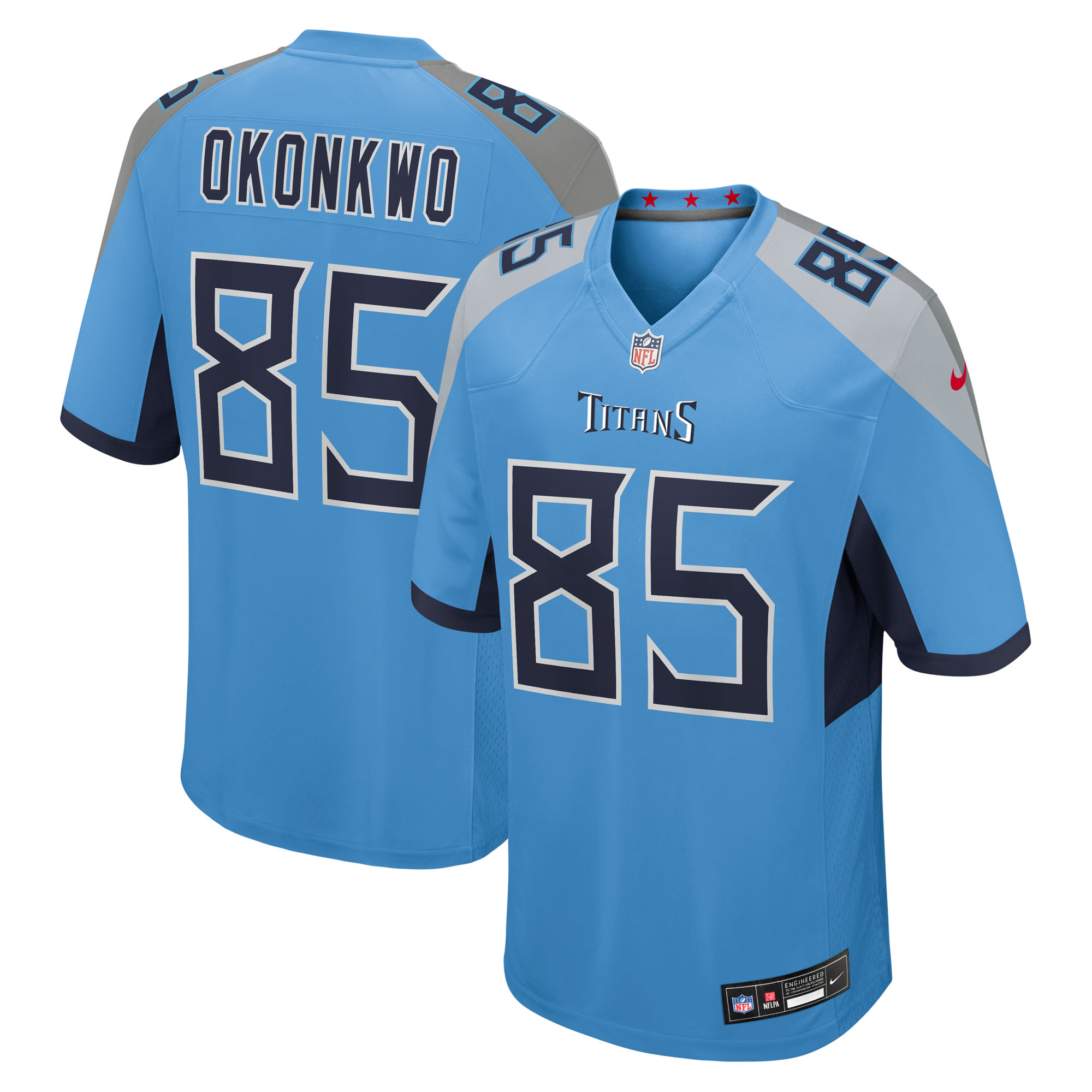 Men's Nike Chigoziem Okonkwo  Light Blue Tennessee Titans Team Game Jersey
