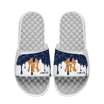 Youth ISlide White New York Yankees Ice Cream Drip Slide Sandals