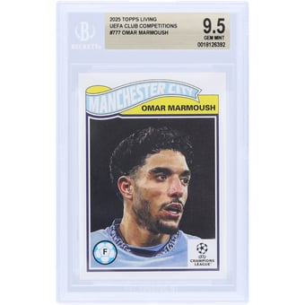 Omar Marmoush Manchester City 2025 Topps Living #777 BGS Authenticated 9.5 Card