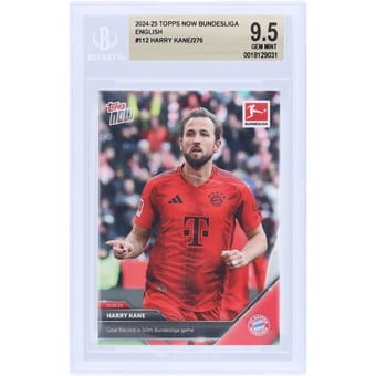 Harry Kane Bayern Munich 2024-25 Topps Now Goal Record in 50th Bundesliga Game #112 BGS Authenticated 9.5 Card