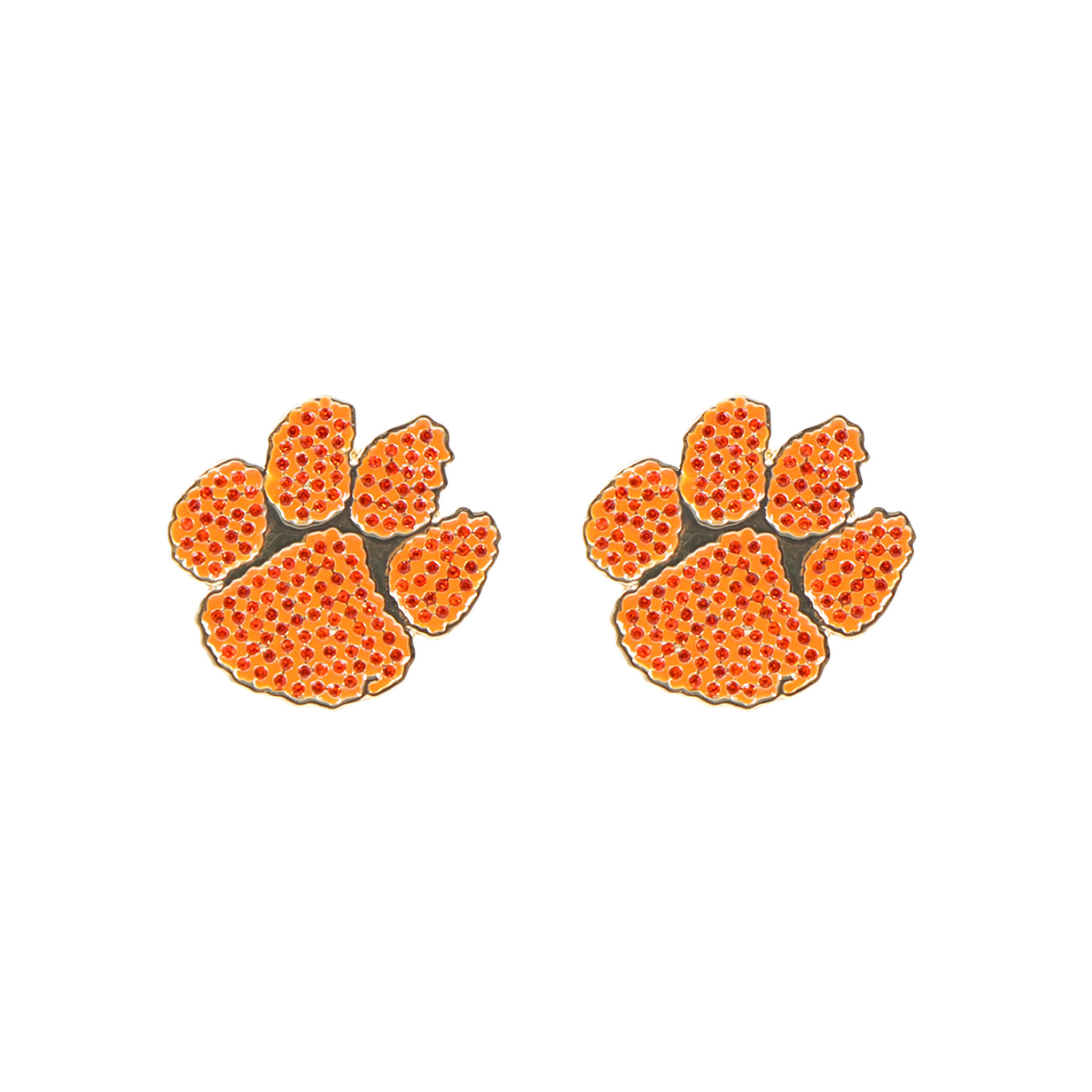 Brianna Cannon Clemson Tigers Paw Pavé Logo Stud Earrings