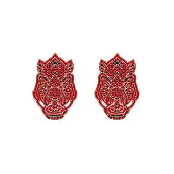 Brianna Cannon Arkansas Razorbacks Pavé Logo Stud Earrings