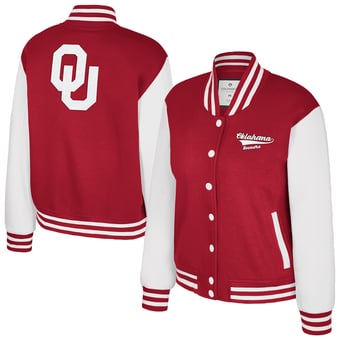 Women's Colosseum Crimson Oklahoma Sooners French Baguette Full Snap Fleece Jacket