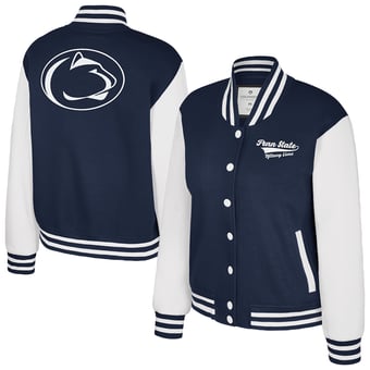 Women's Colosseum Navy Penn State Nittany Lions French Baguette Full Snap Fleece Jacket
