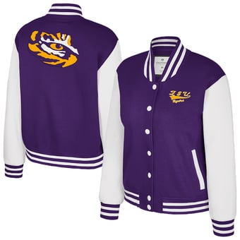 Women's Colosseum Purple LSU Tigers French Baguette Full Snap Fleece Jacket