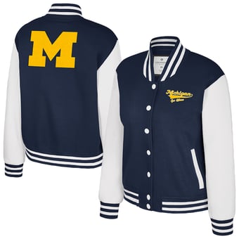 Women's Colosseum Navy Michigan Wolverines French Baguette Full Snap Fleece Jacket