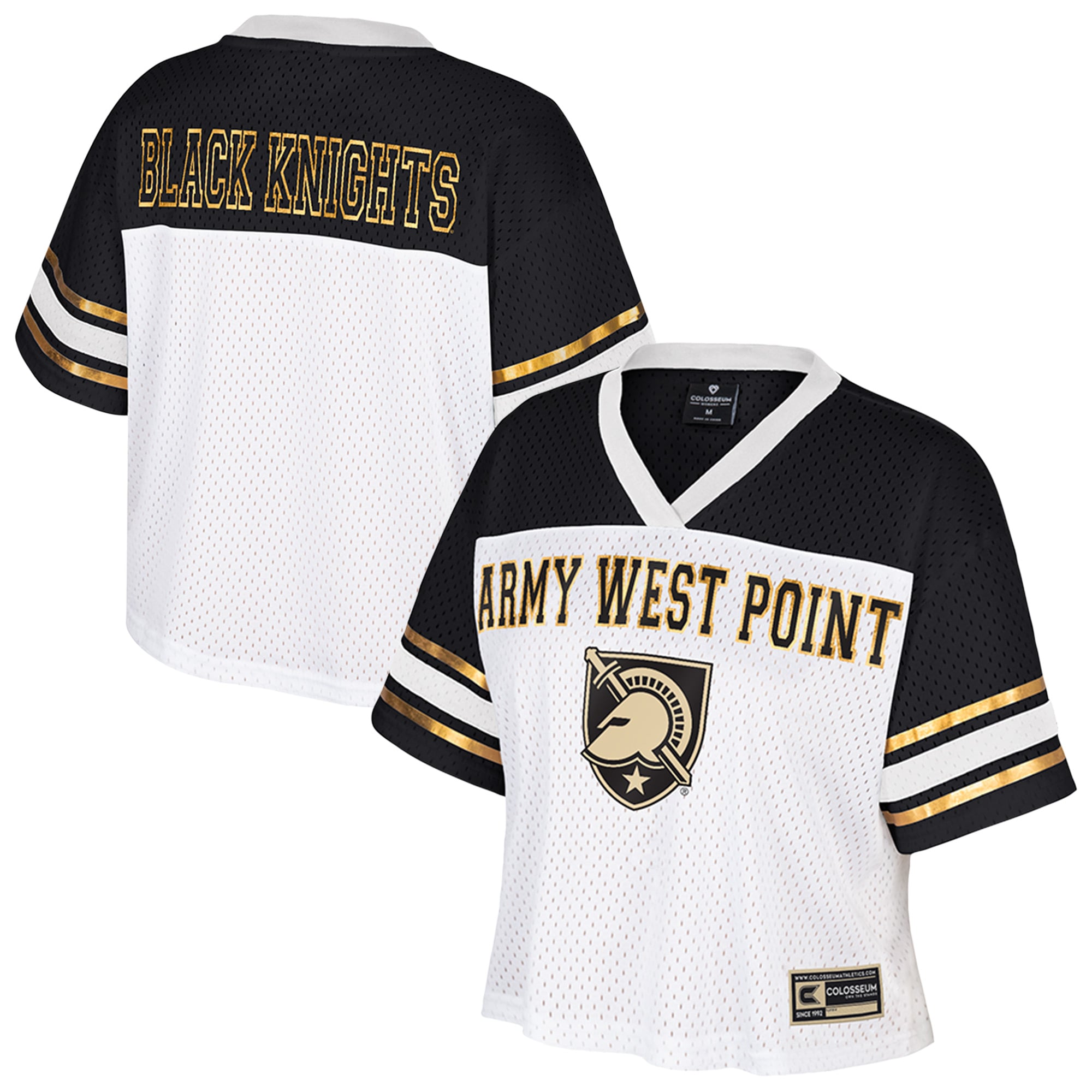 Women's Colosseum White Army Black Knights Treasure Cropped Football Jersey