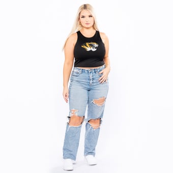 Women's ZooZatz Black Missouri Tigers First Down Cropped Tank Top