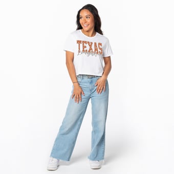 Women's ZooZatz White Texas Longhorns Cropped T-Shirt