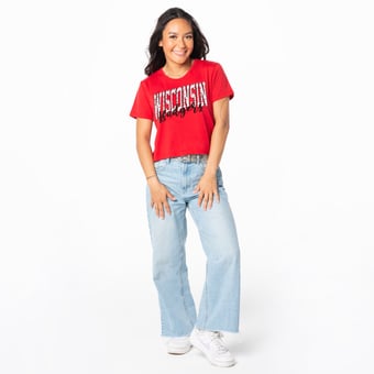Women's ZooZatz Red Wisconsin Badgers Cropped T-Shirt