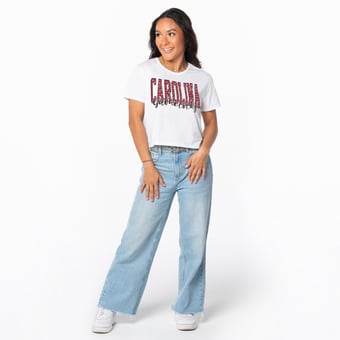 Women's ZooZatz White South Carolina Gamecocks Cropped T-Shirt
