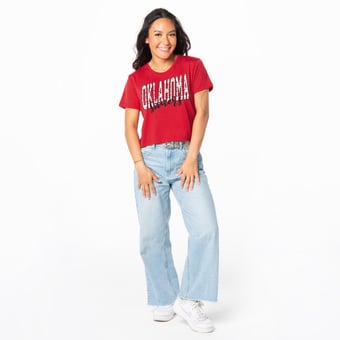 Women's ZooZatz Crimson Oklahoma Sooners Cropped T-Shirt