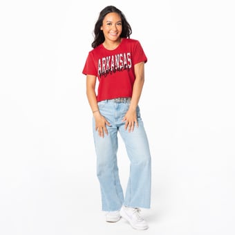 Women's ZooZatz Cardinal Arkansas Razorbacks Cropped T-Shirt