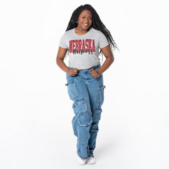 Women's ZooZatz Gray Nebraska Huskers Cropped T-Shirt