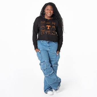 Women's ZooZatz Black Tennessee Volunteers Cropped Pullover Hoodie
